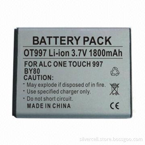 Li-ion Battery for Alcatel OT997, with 1,800mAh Capacity